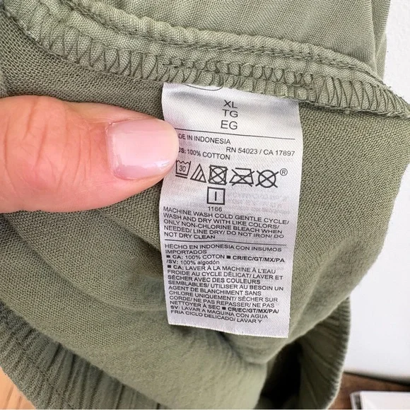 Old Navy Gauzy Cotton Wide Leg Pants Olive Green Beach Vacation Pull on XL - Picture 9 of 11